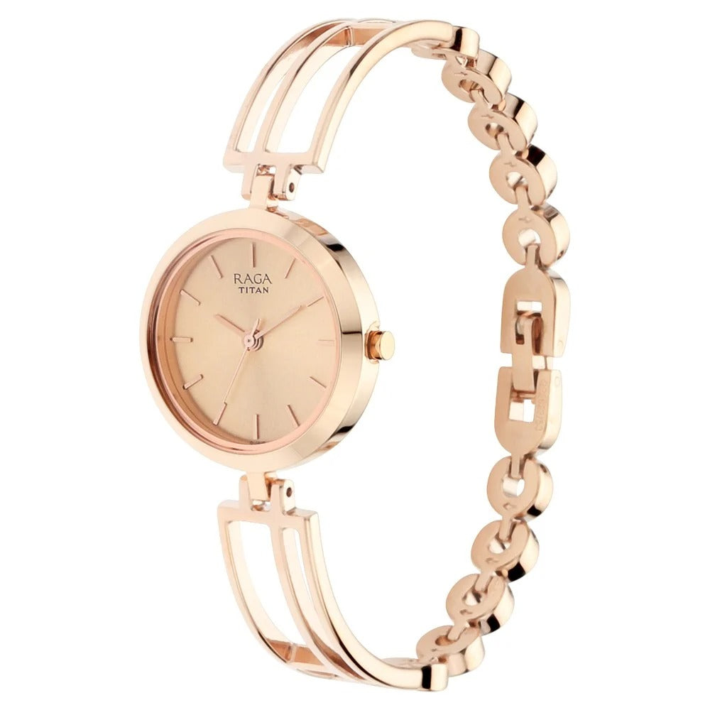 Raga Titan Raga Viva Rose Gold Metal Analog Strap Watch for Women - NU2622WM01