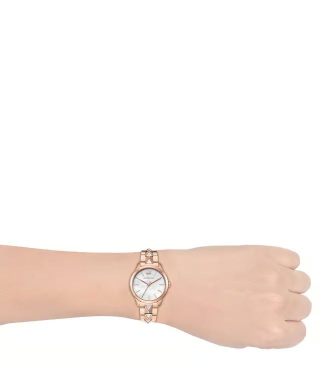 Michael Kors Runway Quartz White Mother-of-Pearl Dial Steel Bracelet Women's Watch - MK6671