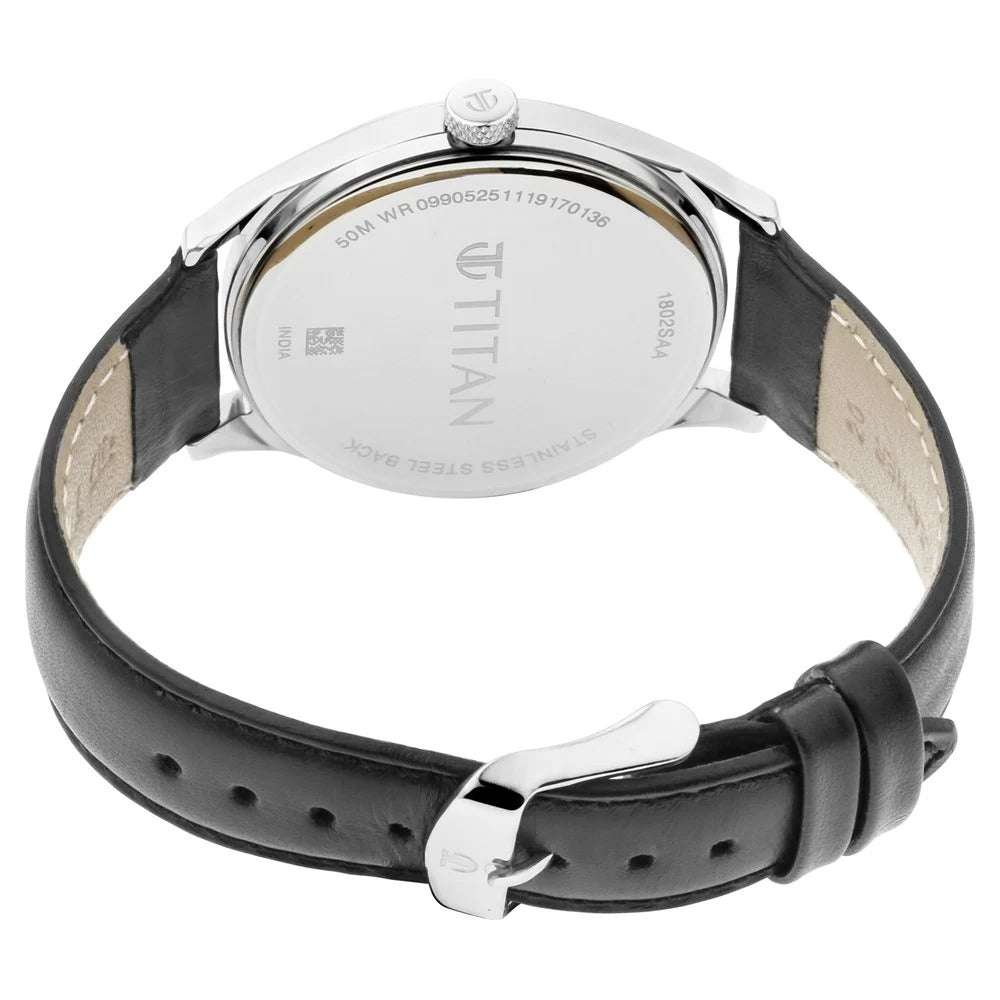 Titan Men's Urban Edge Lustrous Maroon Dial Leather Watch - NP1802SL05