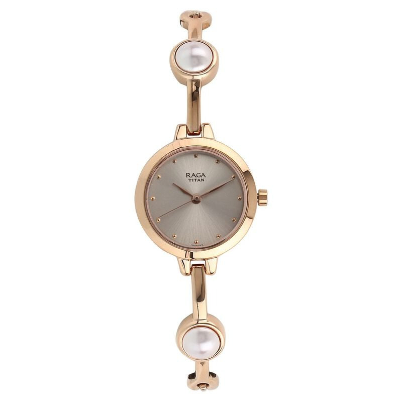 Raga Titan Quartz Analog Grey Dial Metal Strap Watch for Women - NU2576WM01