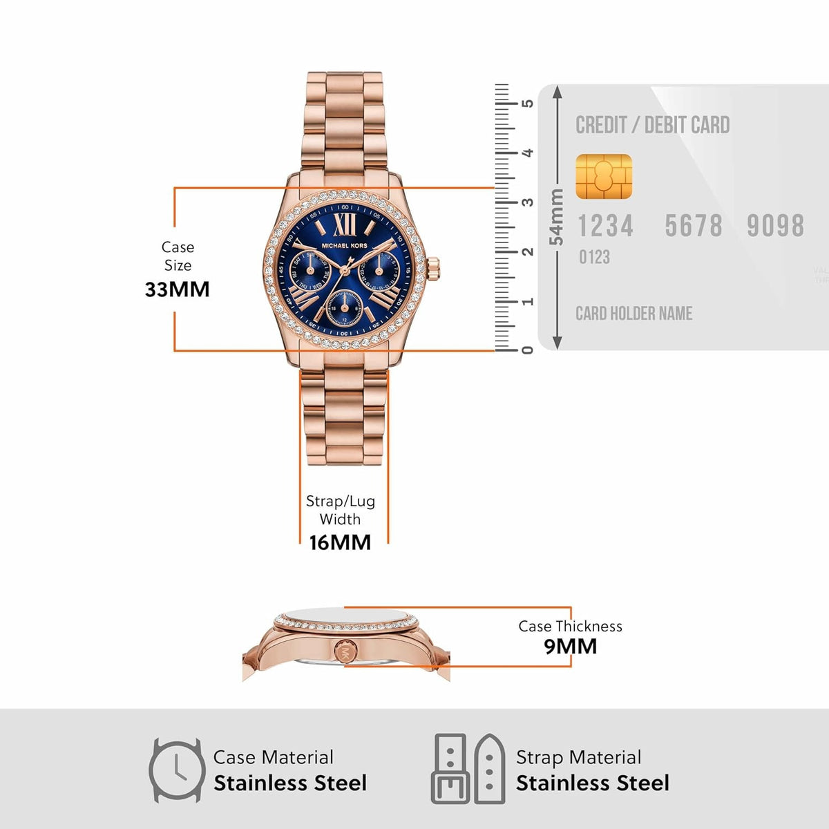 Michael Kors Lexington Quartz Navy Blue Dial Steel Bracelet Women's Watch - MK4926