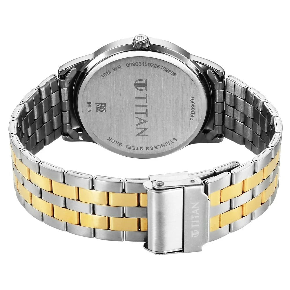 Titan Karishma Festive Analog with Silver Dial Dual Tone Stainless Steel Strap Watch for Men - 10060BM01