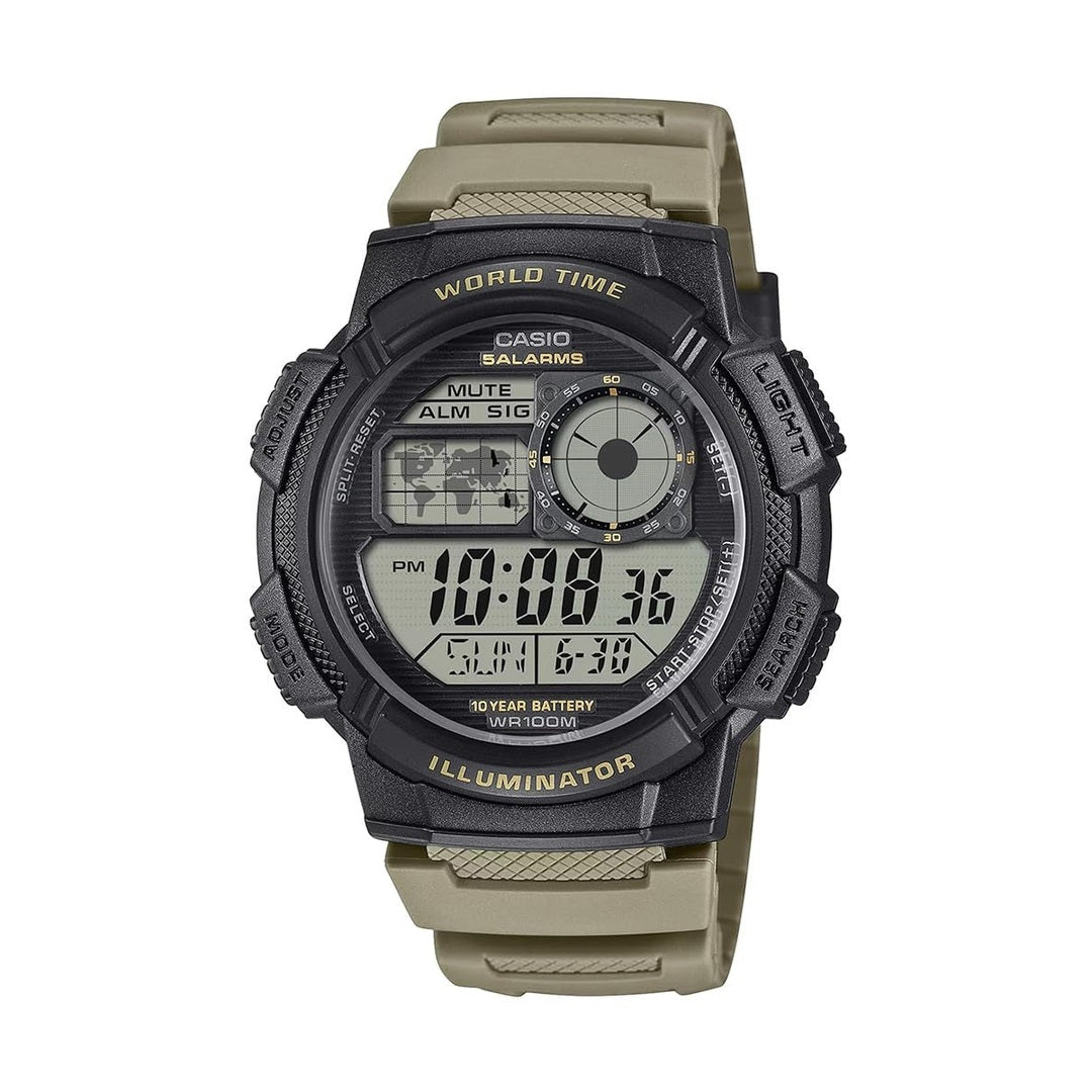 Casio Collection Digital Black Dial Mustard Resin Strap Unisex Watch AE-1000W-5AVDF