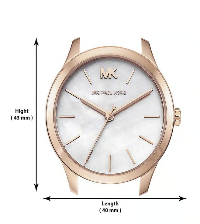 Michael Kors Runway Quartz White Mother-of-Pearl Dial Steel Bracelet Women's Watch - MK6671