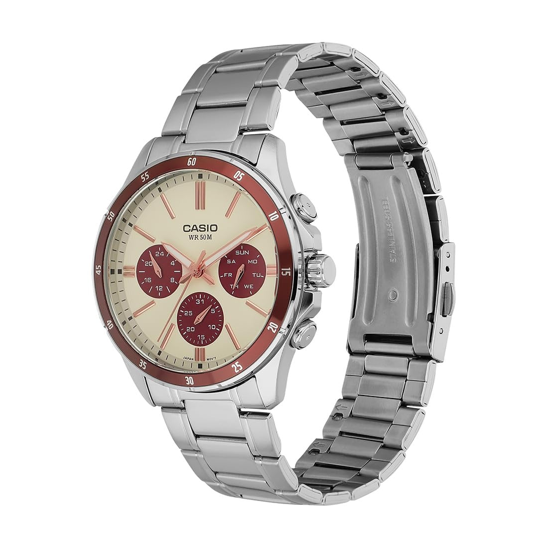 Casio Enticer Quartz Cream Dial Analog Men's Watch MTP-1374D-5A2VDF