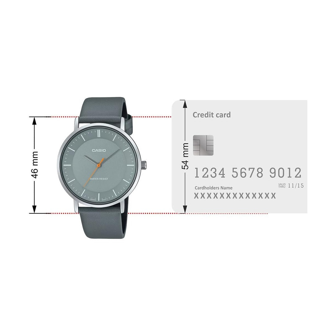 Casio Enticer Analog Gray Dial Stainless Steel Gray Leather Watch MTP-VT04L8EF
