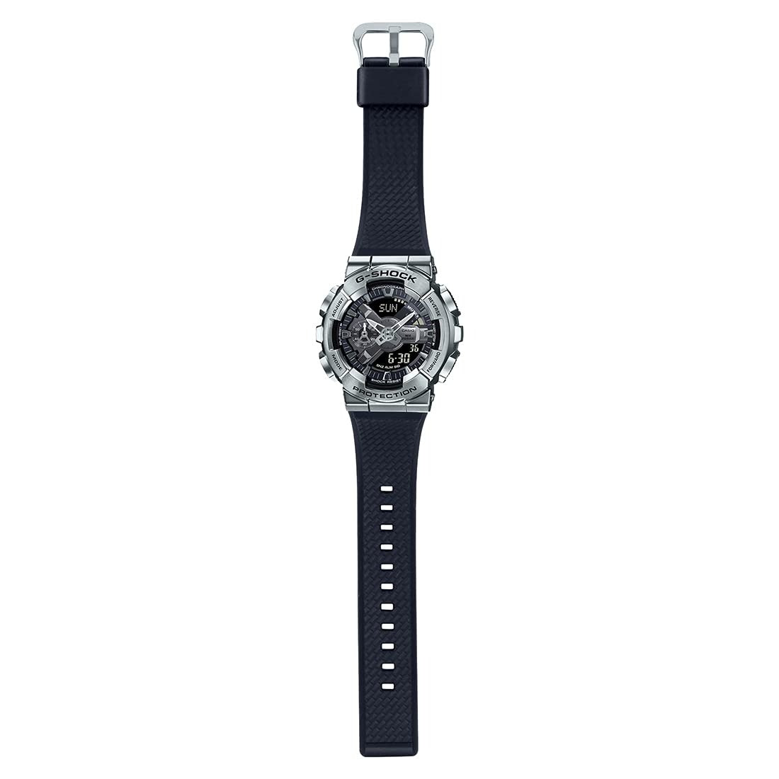 G-Shock Silver Metal Dial Black Resin Strap Analog-Digital Men's Watch GM-110-1ADR