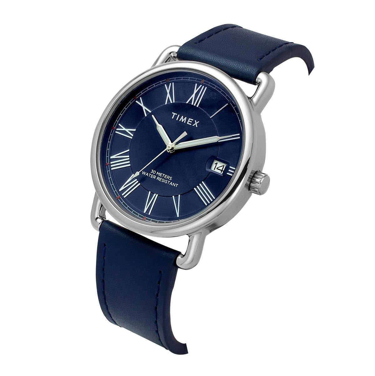 Timex Fashion Quartz Blue Dial Analog Leather Men's Watch TWEG25600