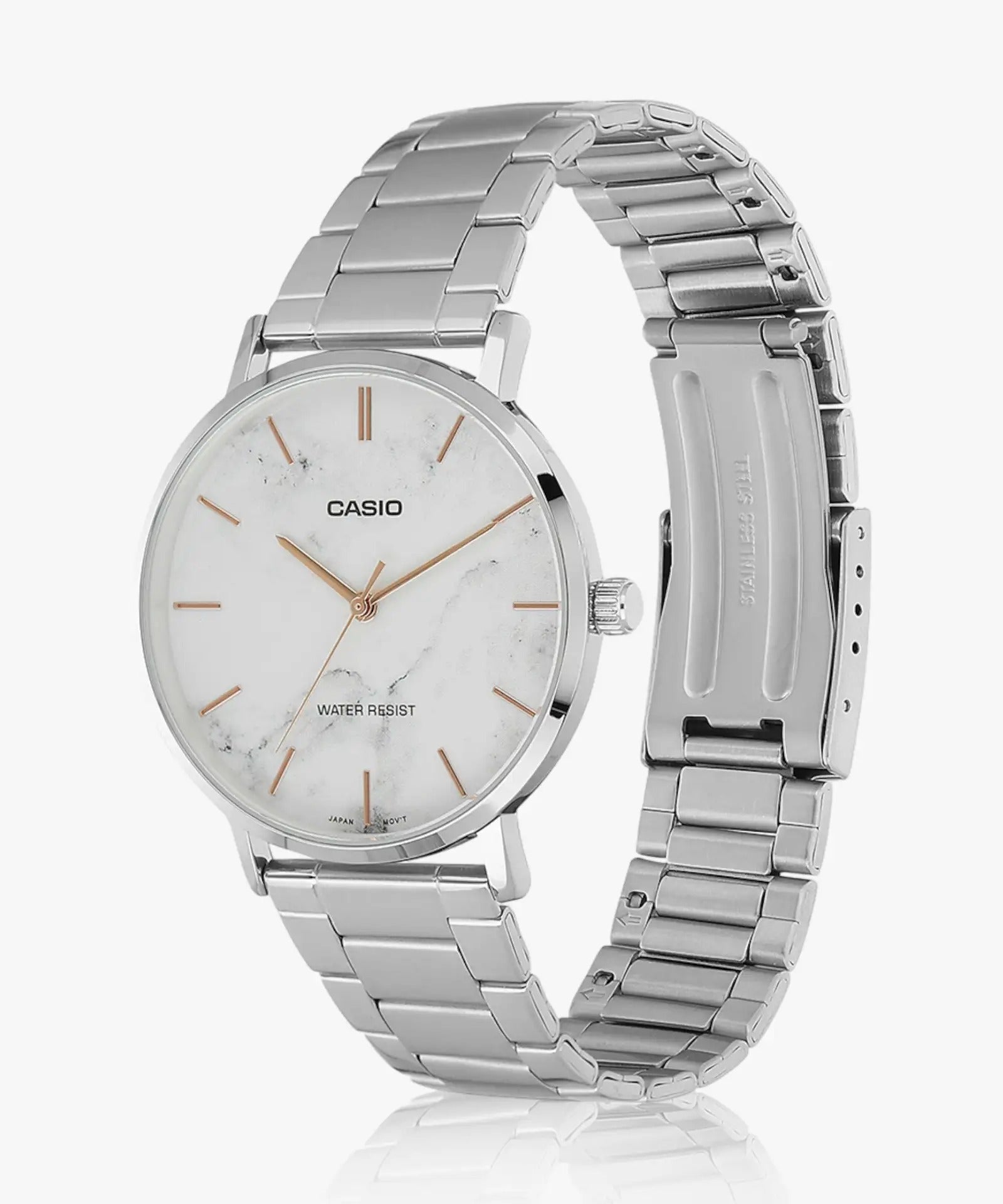 Casio Enticer Quartz Men's White (marbled) Dial Analog Watch MTP-VT01DM-7AUDF