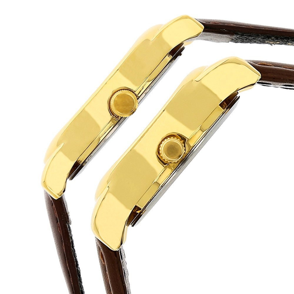 Titan Quartz Analog with Day and Date Champagne Dial Leather Strap Watch for Couple - NU15802490YL05