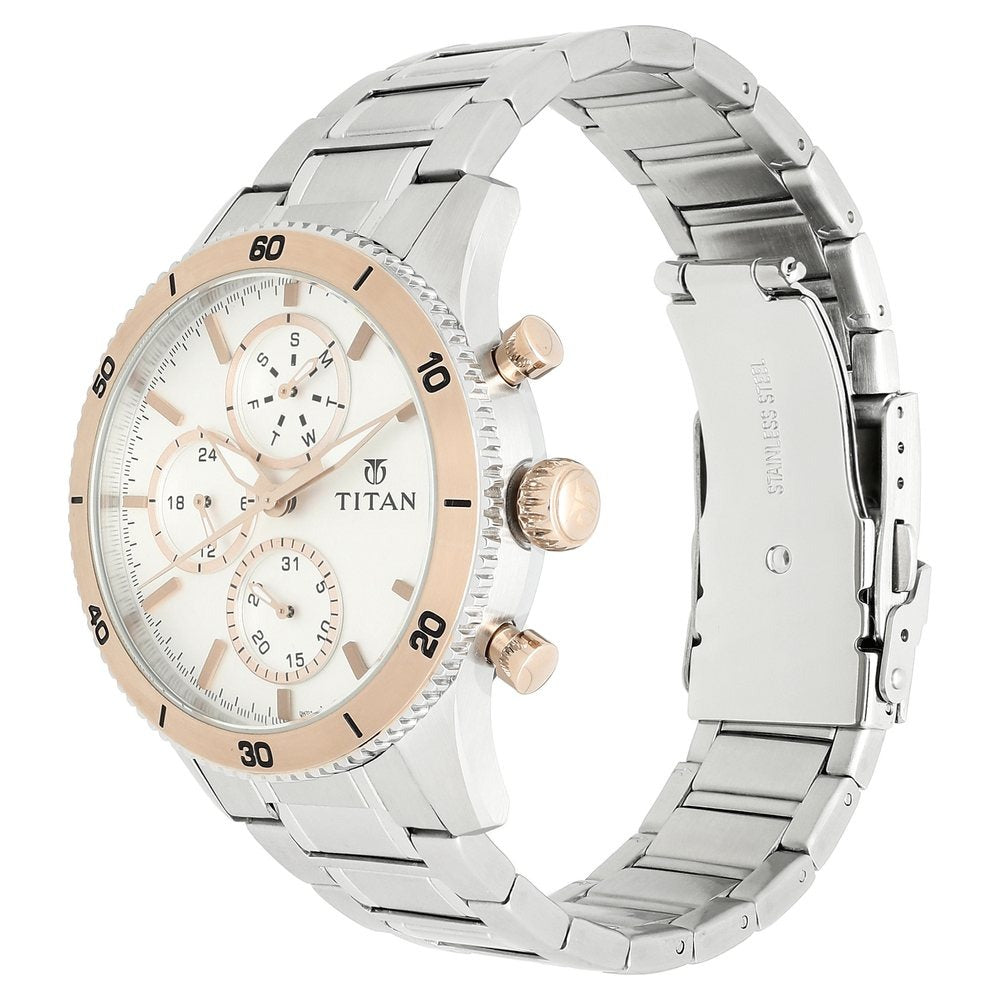 Titan Chronograph Silver Dial Men's Watch 90105KM02