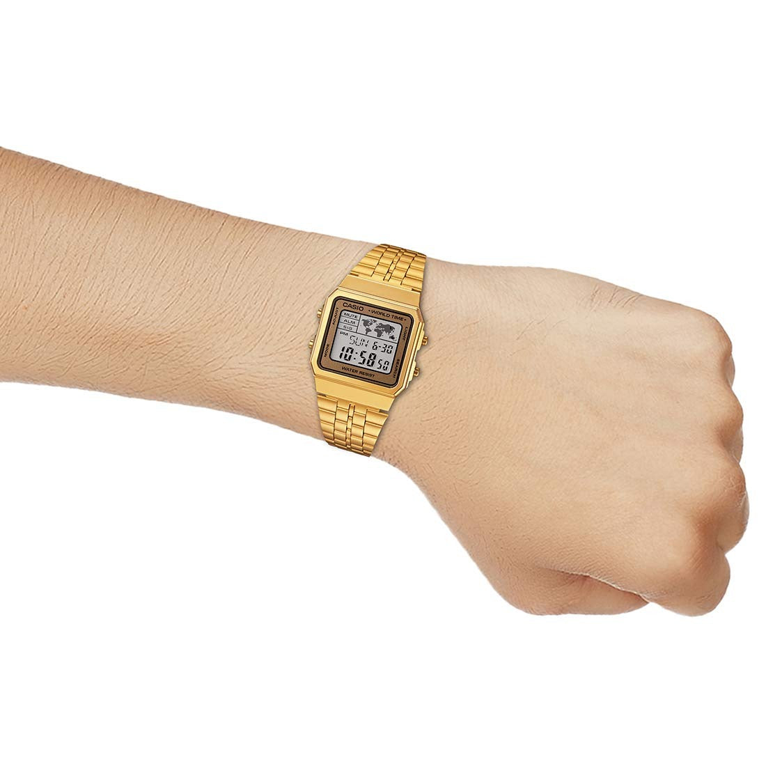 Casio Vintage Quartz Gold-Tone World Time Digital Unisex Watch A500WGA-9DF