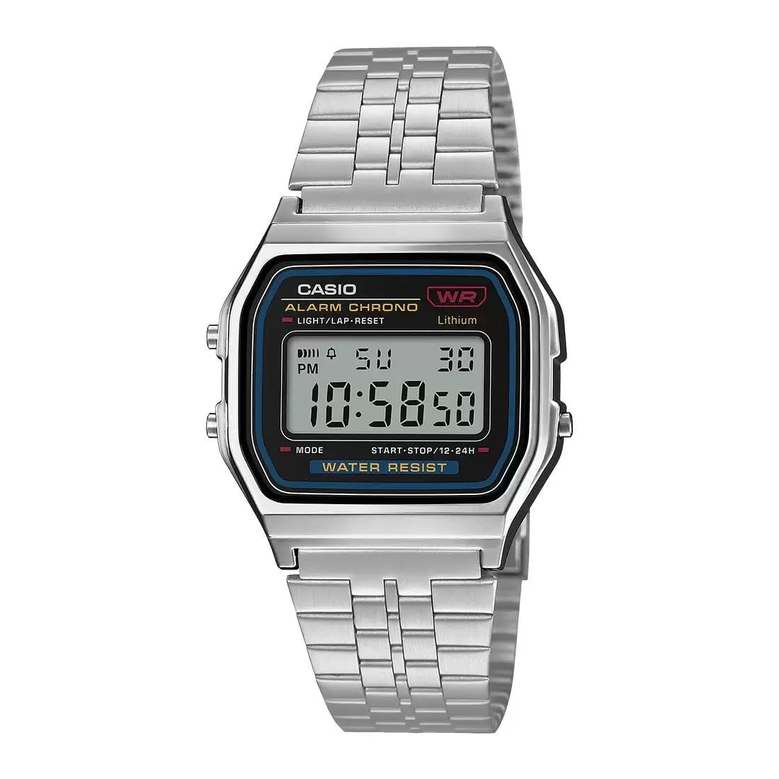 Casio Vintage Digital Black Dial Stainless Steel Unisex Watch A159WA-N1DF