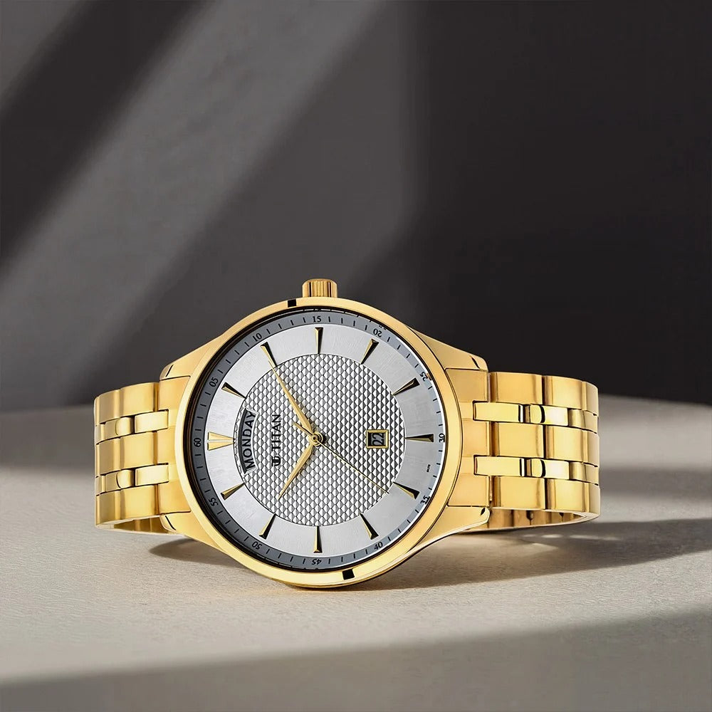 Titan Karishma Champagne Dial Men's Watch 90127YM01