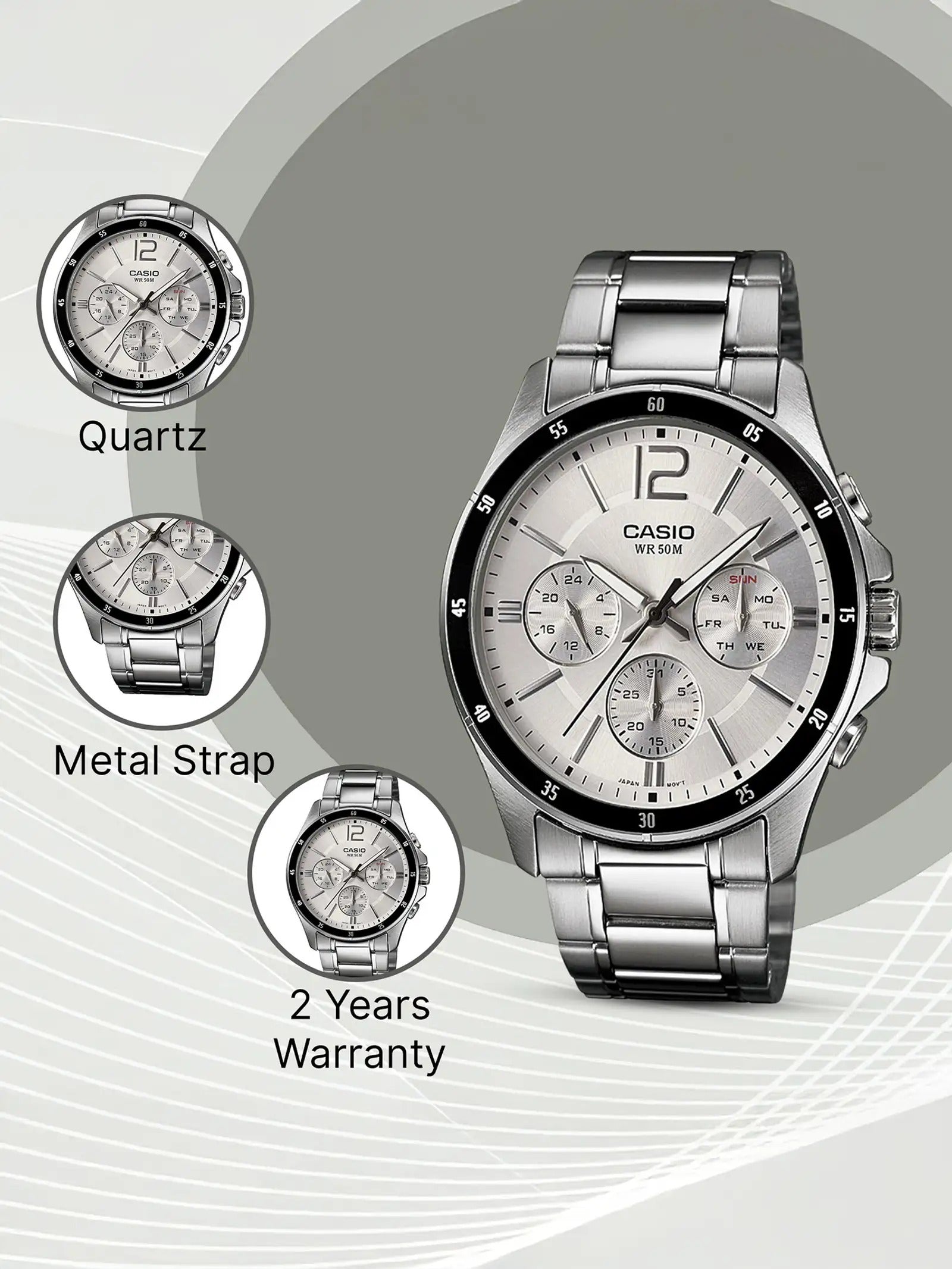 Casio Enticer Quartz Silver Dial Analog Men's Watch MTP-1374D-7AVDF