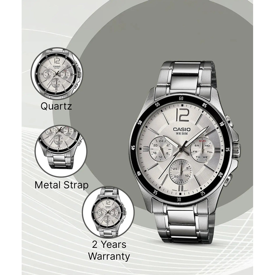 Casio Enticer Quartz Silver Dial Analog Men's Watch MTP-1374D-7AVDF