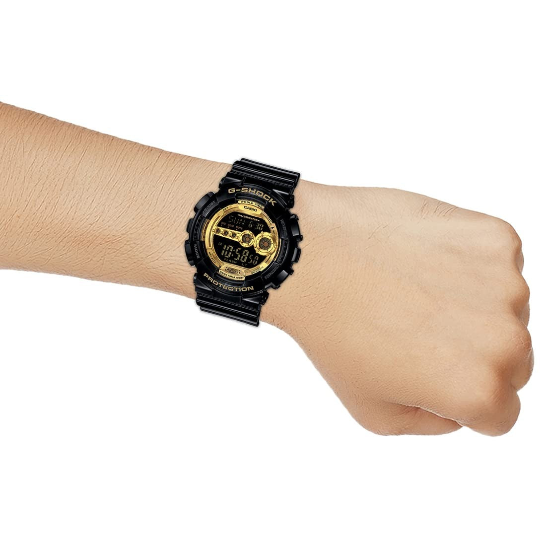 Casio G-Shock Digital Black Gold Dial Resin Strap Men's Watch GD-100GB-1DR (G340)