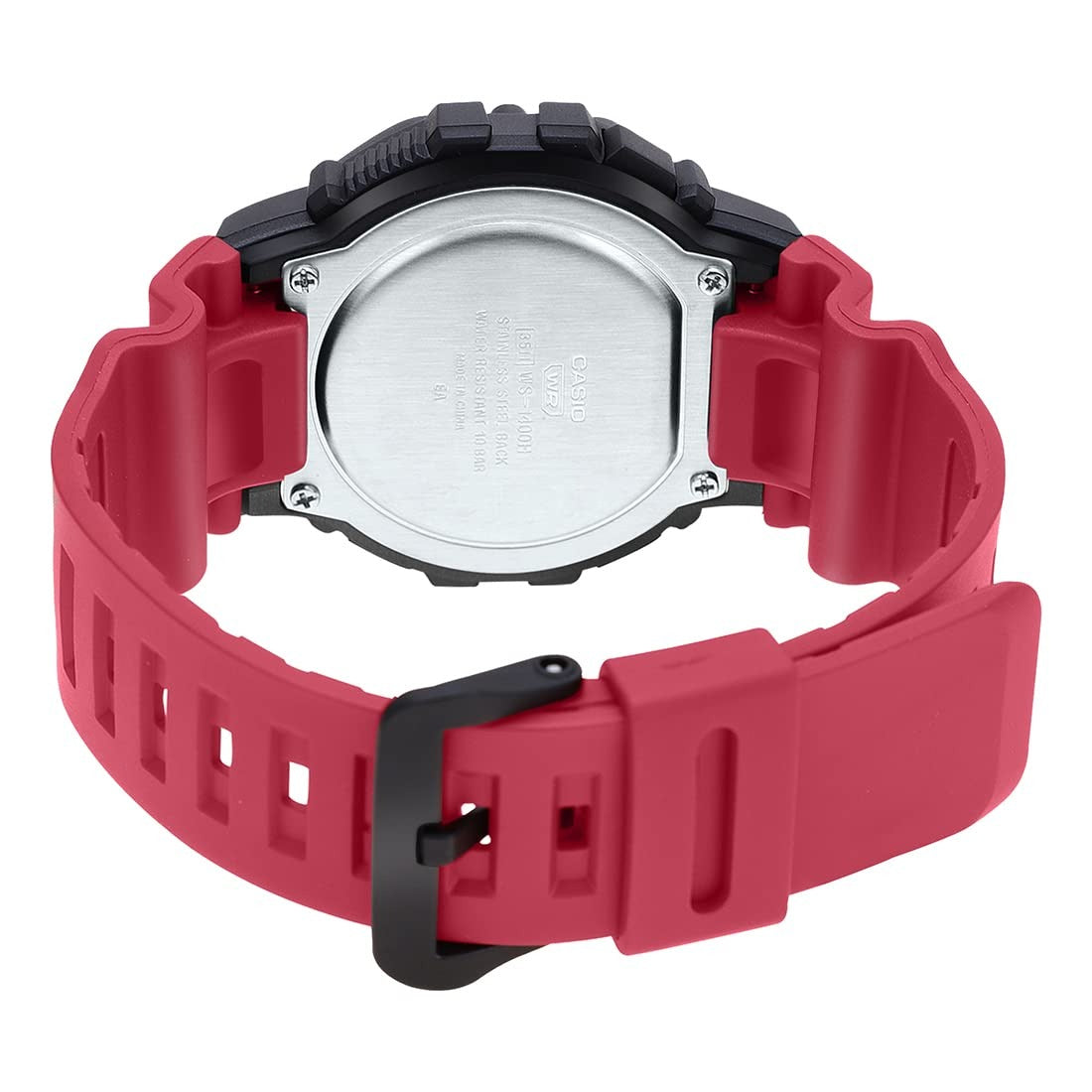 Casio Collection Digital Black Dial Red Resin Strap Unisex Watch WS-1400H-4AV
