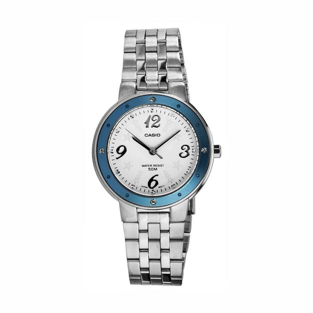 Casio Enticer Analog White Dial Silver Stainless Steel Women's Watch LTP-1318D 2AVDF
