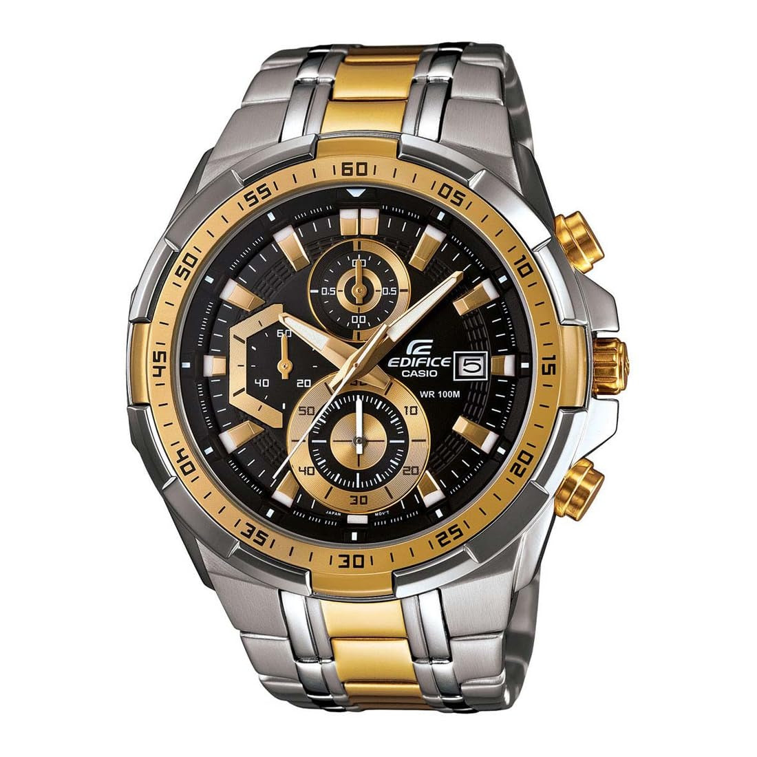 Casio Edifice Black Dial Dual Tone Stainless Steel Chronograph Men's Watch EFR-539SG