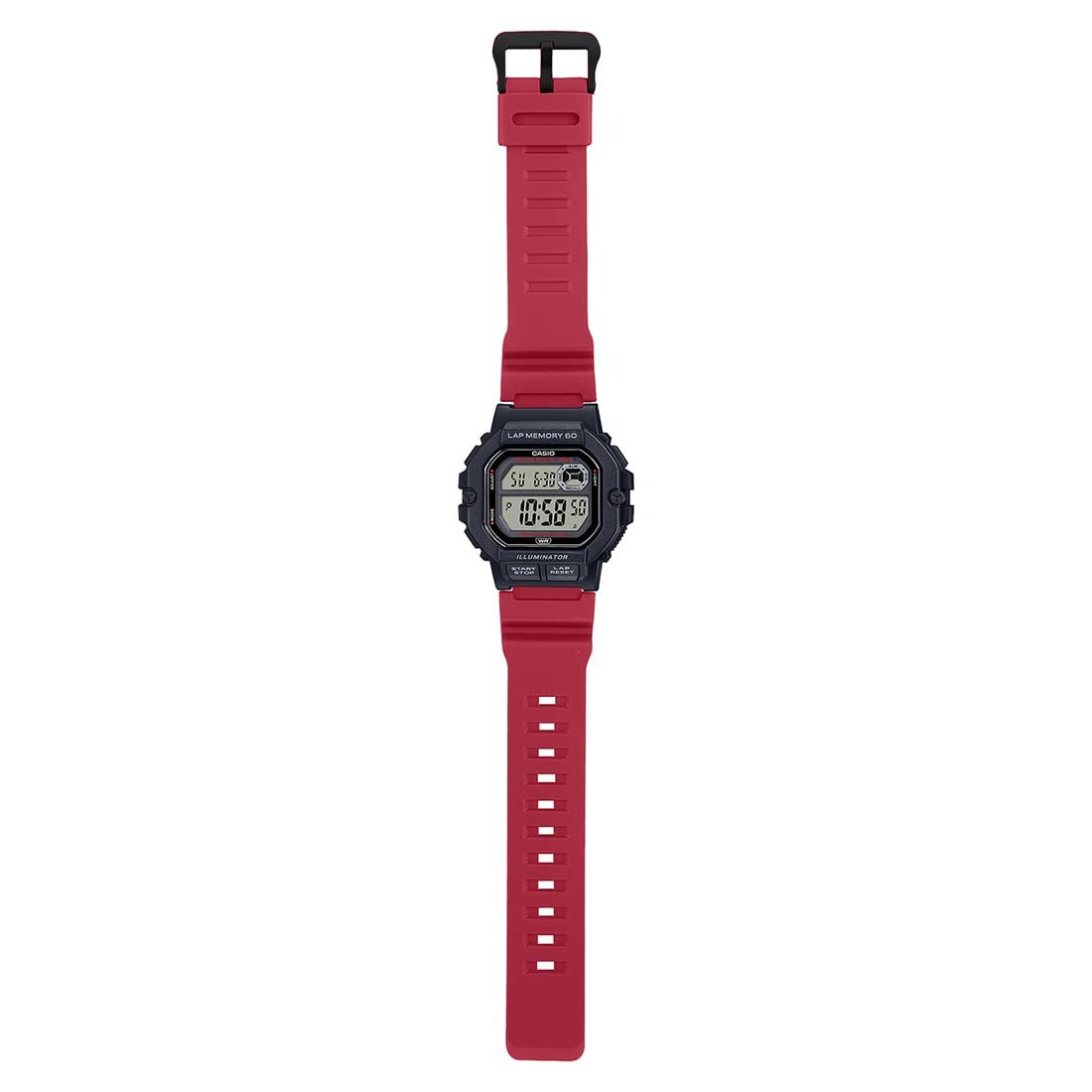 Casio Collection Digital Black Dial Red Resin Strap Unisex Watch WS-1400H-4AV