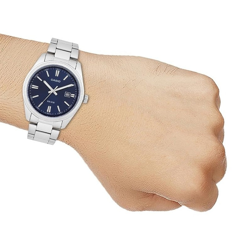 Casio Enticer Analog Blue Dial Silver Stainless Steel Bracelet Men's Watch MTP-1302PD-2AVEF