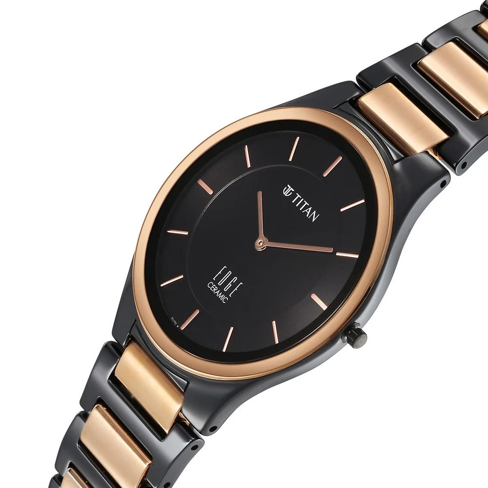 Titan Edge Ceramic Black Dial Men's Watch 1696KC01