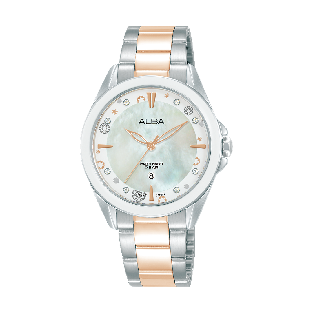 ALBA-AH7DV1X1-Woman's-Pearl-Quartz-5 BAR-Watch