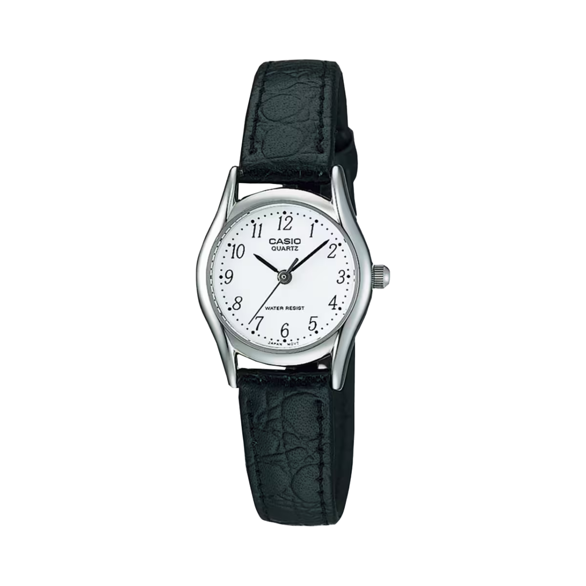 Casio Enticer Analog White Dial Stainless Steel Black Leather Women's Watch LTP-1094E-7BRDF
