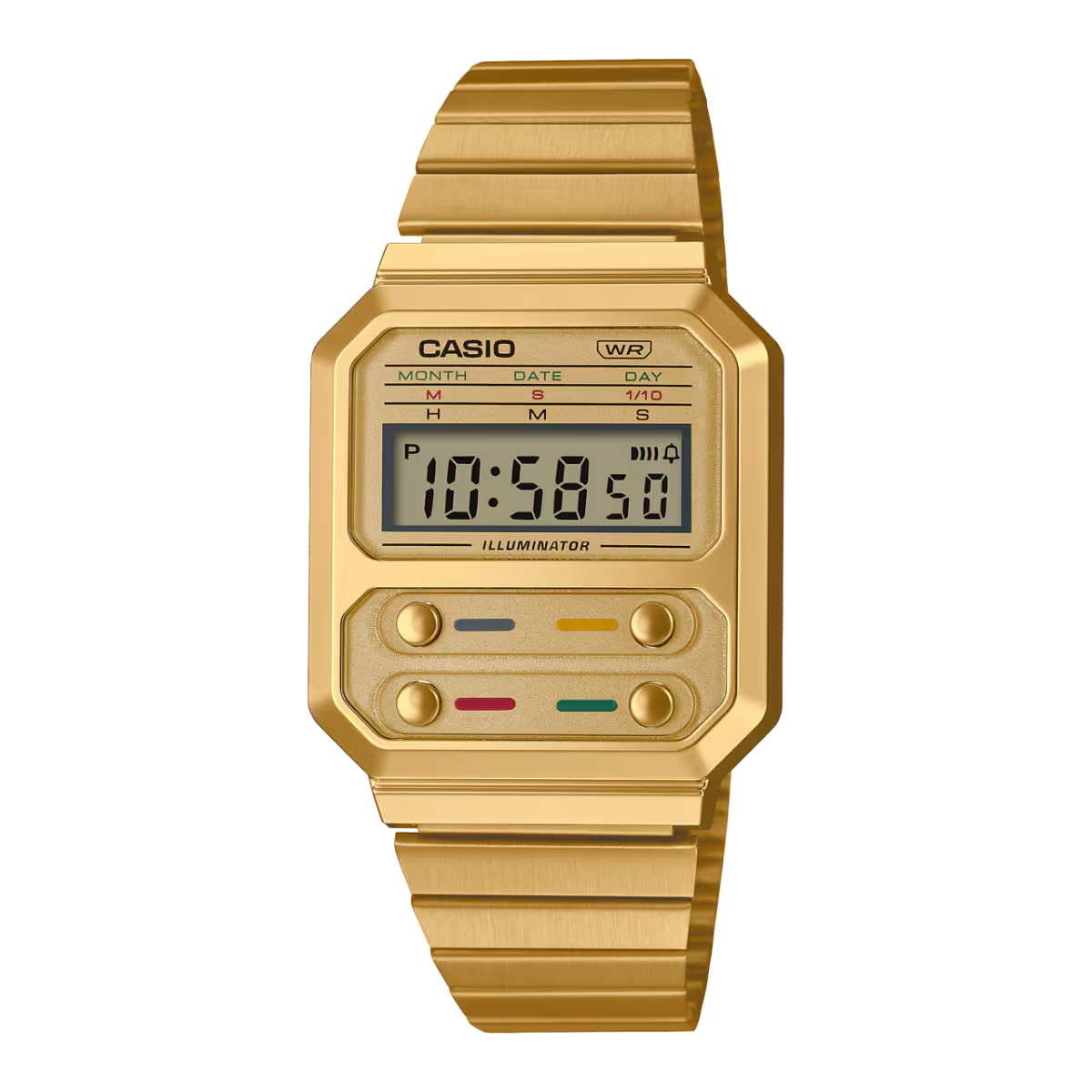 Casio Vintage Quartz Gold-Tone Digital Unisex Watch A100WEG-9ADF