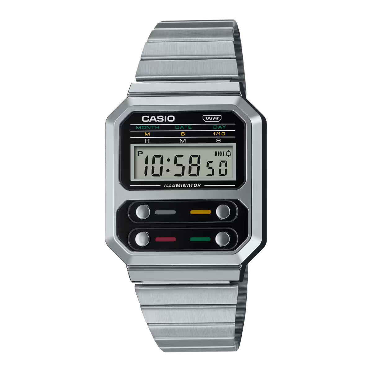 Casio Vintage Quartz Digital Stainless Steel Unisex Watch A100WE-1A