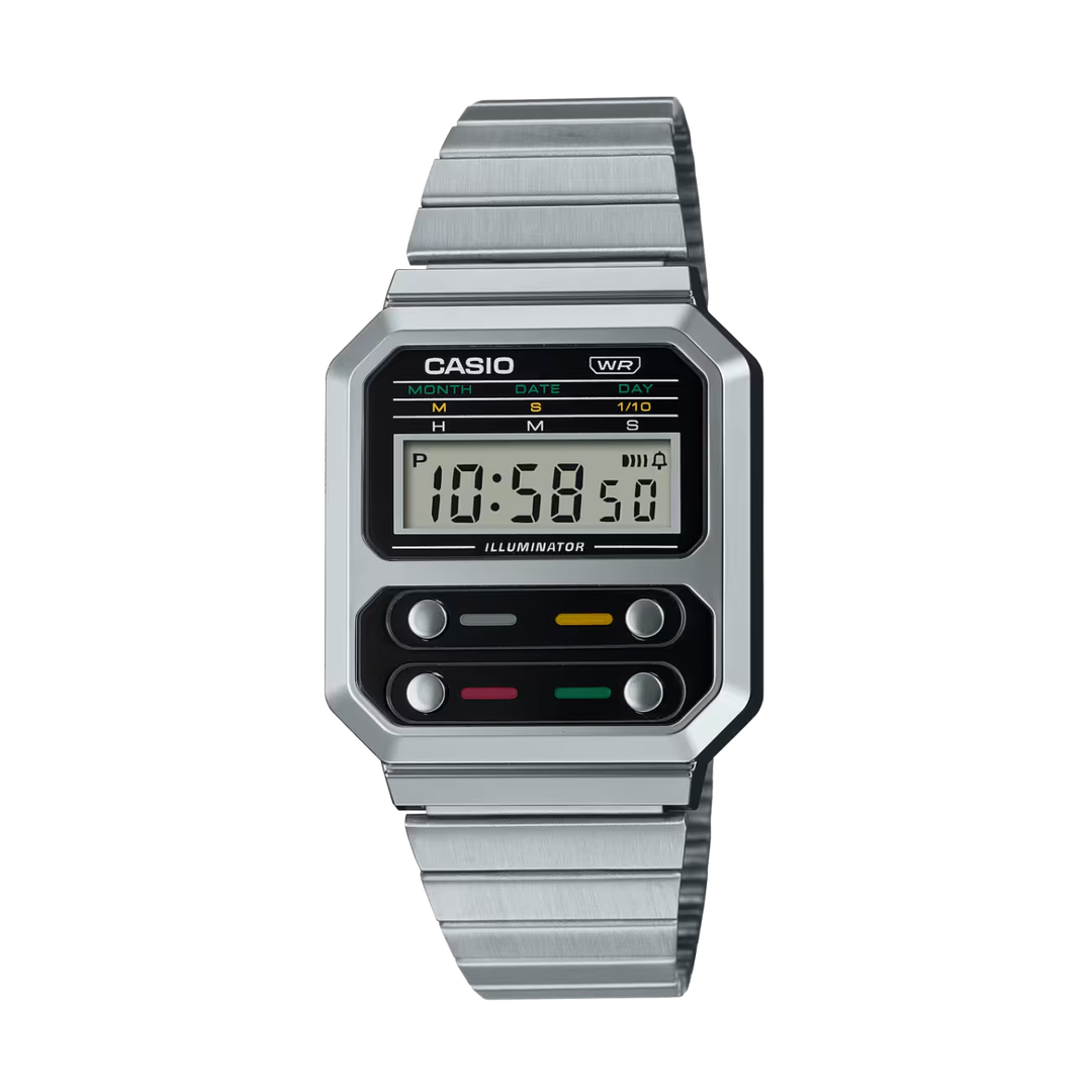 Casio Vintage Quartz Digital Stainless Steel Unisex Watch A100WE-1A