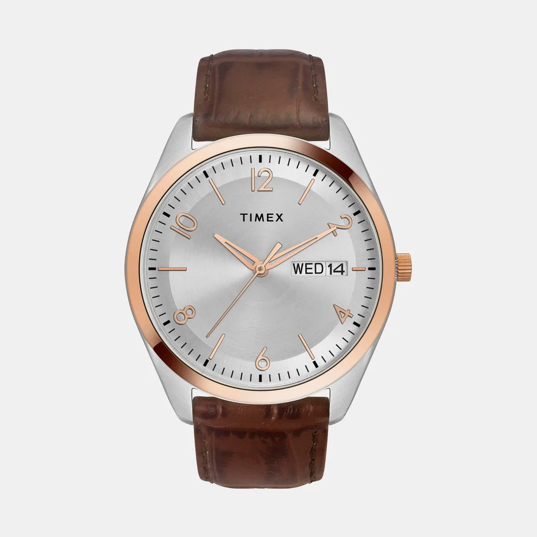 Timex Classics Quartz Silver Dial Analog Leather Men's Watch TWTG10401