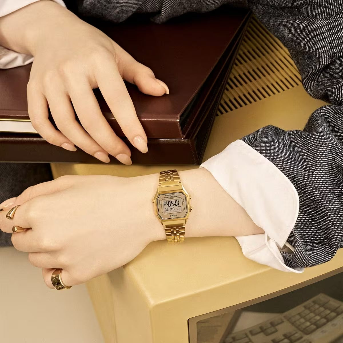 Casio Vintage Digital Rose Gold Dial Stainless Steel Unisex Watch LA680WGA-9