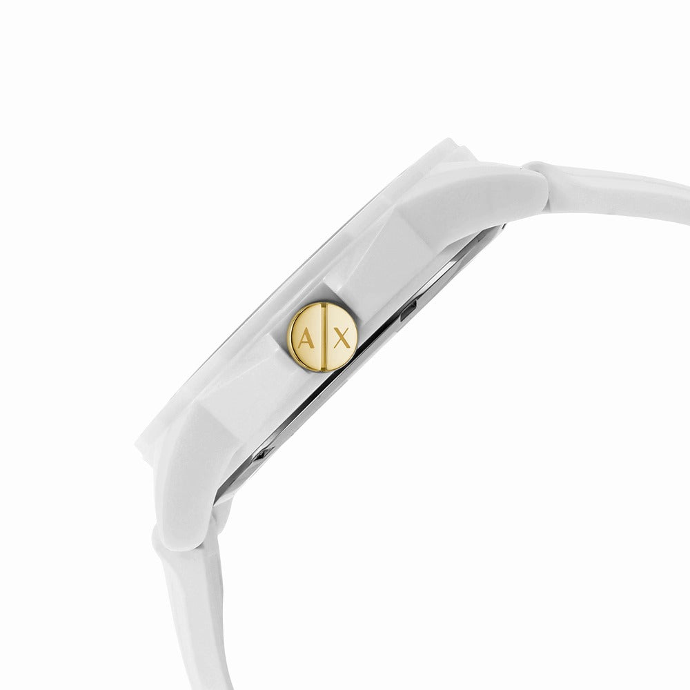 Armani Exchange Lady Banks White Watch & Luggage Tag Set AX7126