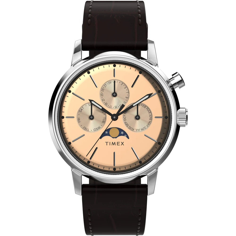 Timex Marlin Rose Gold Dial Multifunction Moon Phase Men's Watch TW2W51100UJ