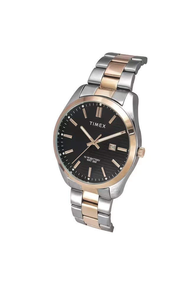 Timex E Class Quartz Black Dial Analog Stainless Steel Men's Watch TWTG10410