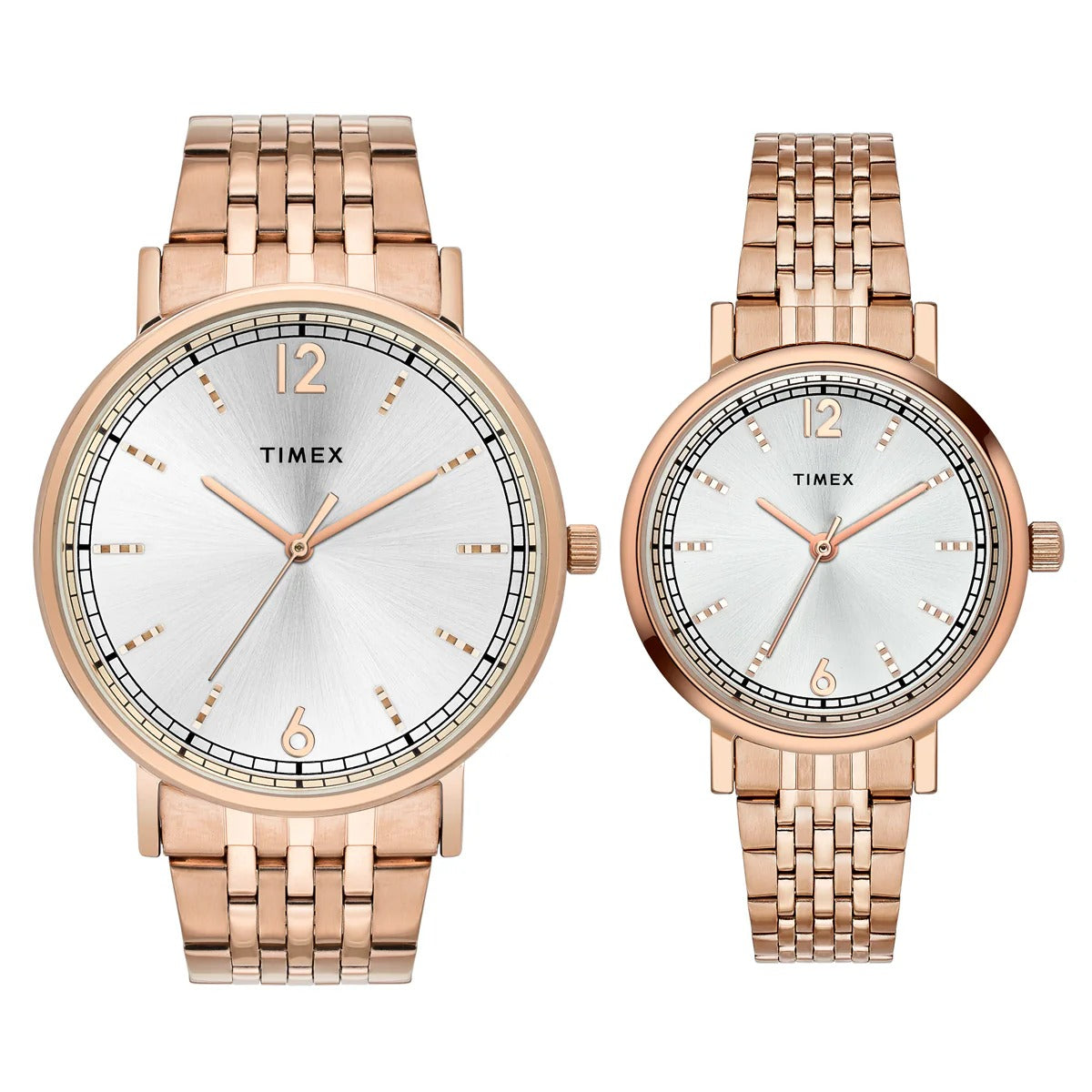 Timex Trendline Quartz Silver Dial Analog Stainless Steel Couple Watch TW00PR338