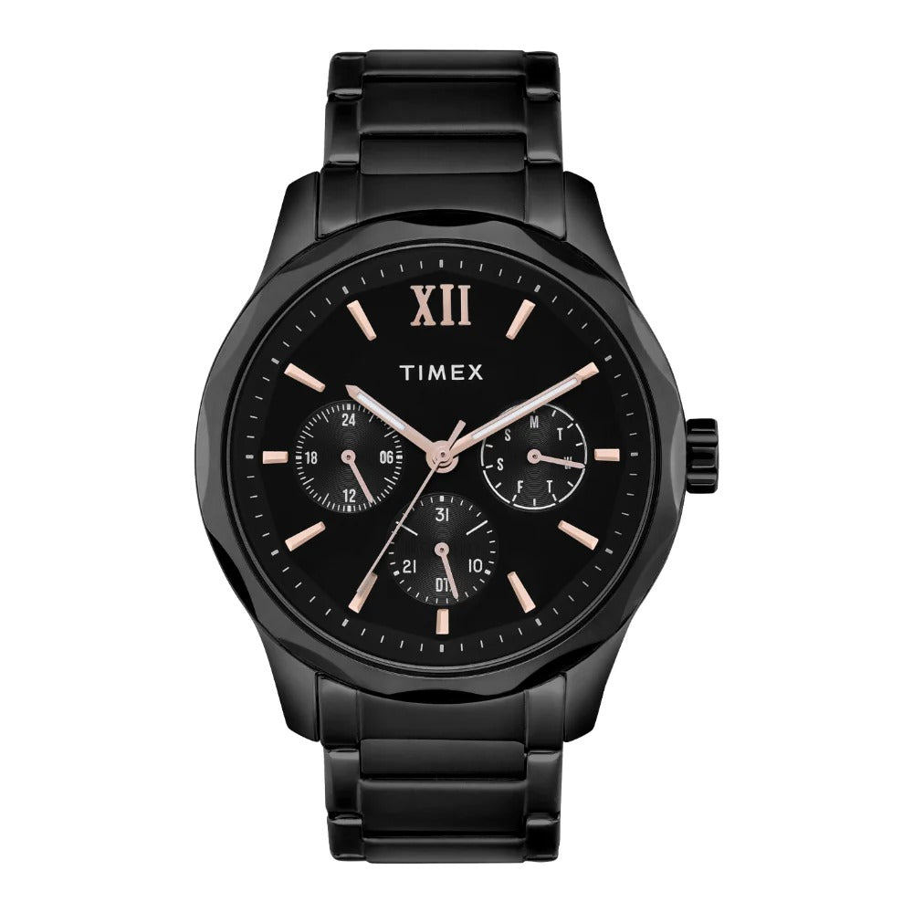 Timex Fashion Quartz Black Dial Multi-Function Stainless Steel Men's Watch TW0TG7625