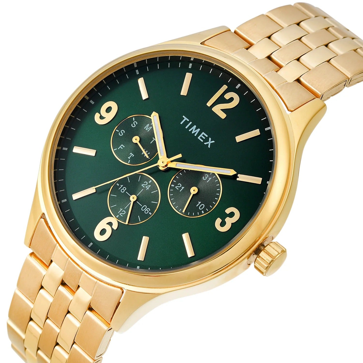 Timex Fashion Quartz Green Dial Multi-Function Stainless Steel Men's Watch TWEG18440