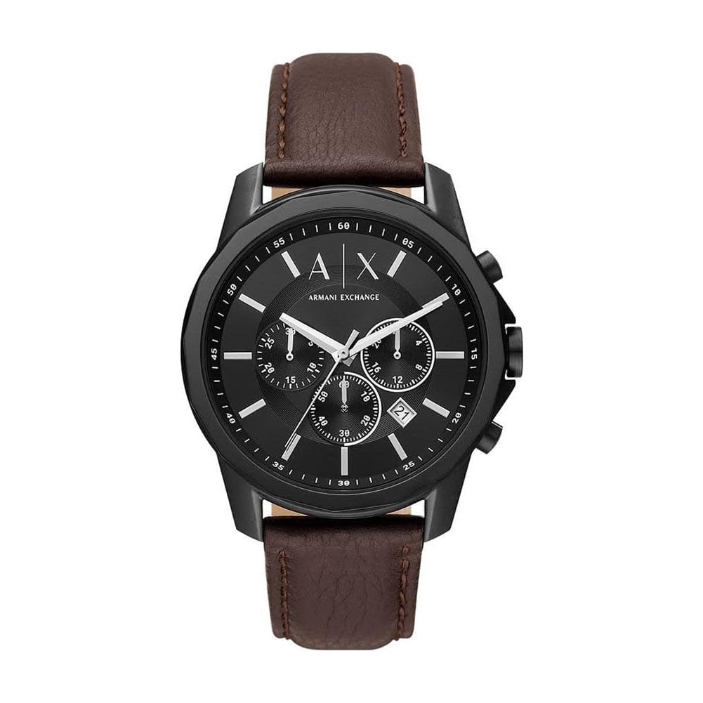 Armani Exchange Black Dial Brown Leather Men's Watch AX1732