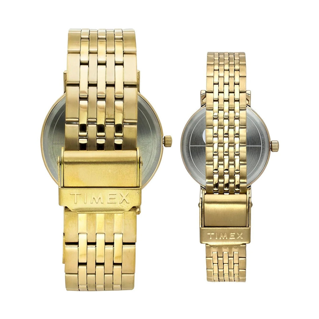 TIMEX Analog Blue Round Dial Stainless Steel Strap Pair's Watch - TW00PR337