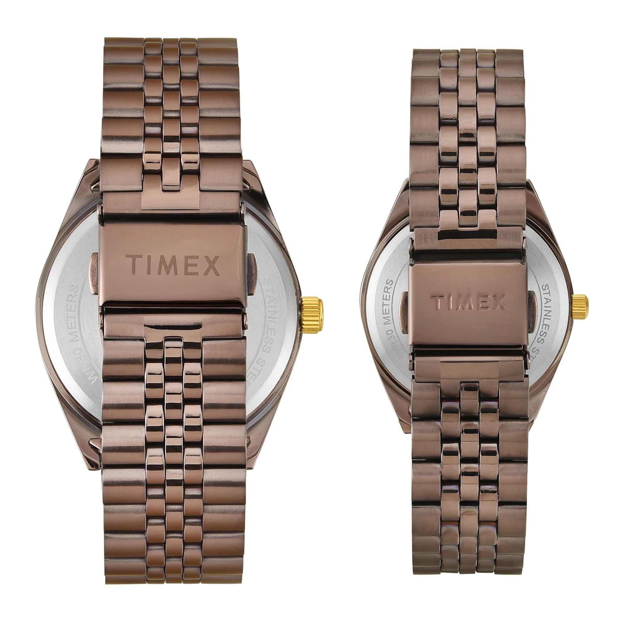 Timex Trendline Quartz Brown Dial Analog Stainless Steel Couple Watch TW00PR344