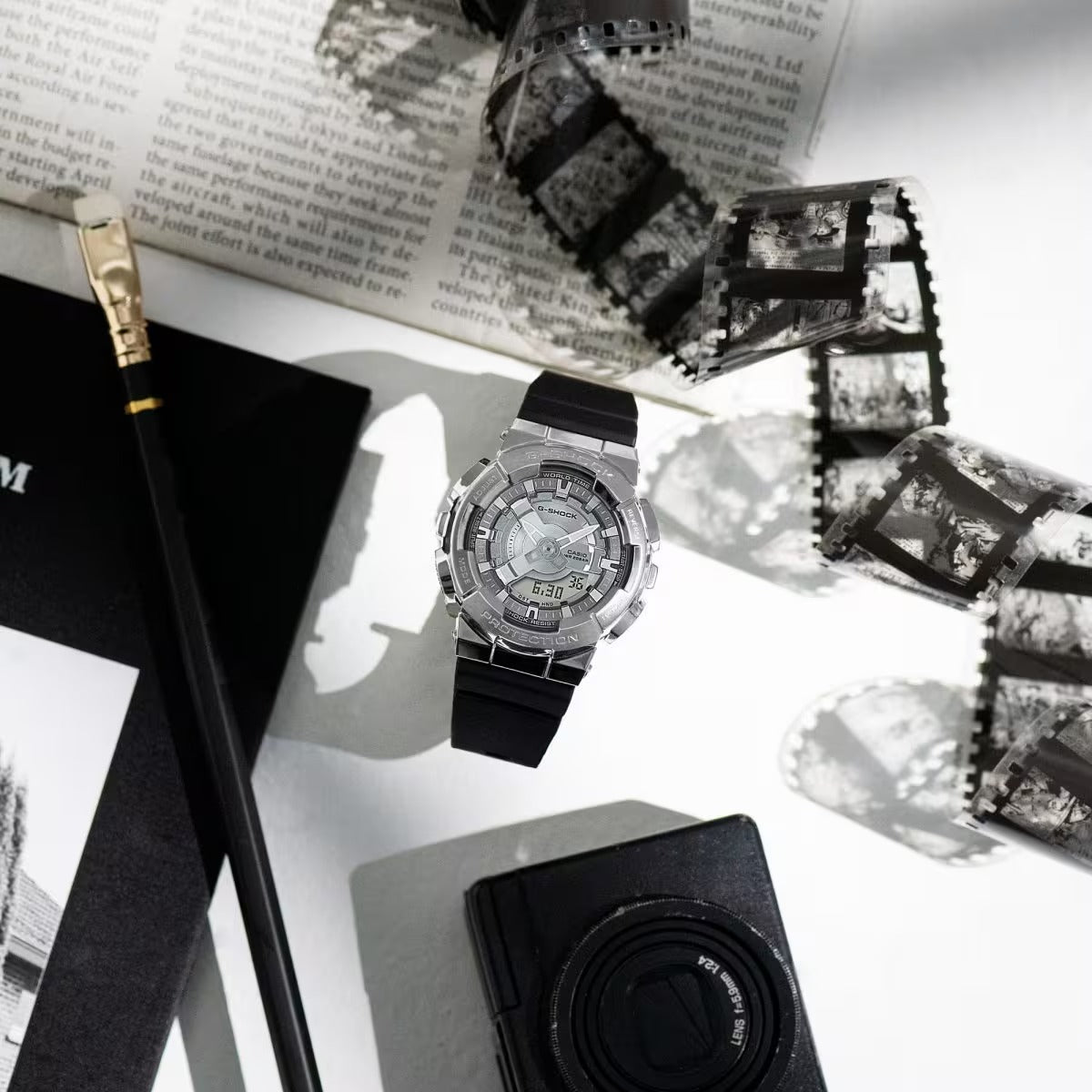 G-Shock GM-S110-1ADR Silver Analog-Digital Dial Black Resin Strap Women's Watch G1314