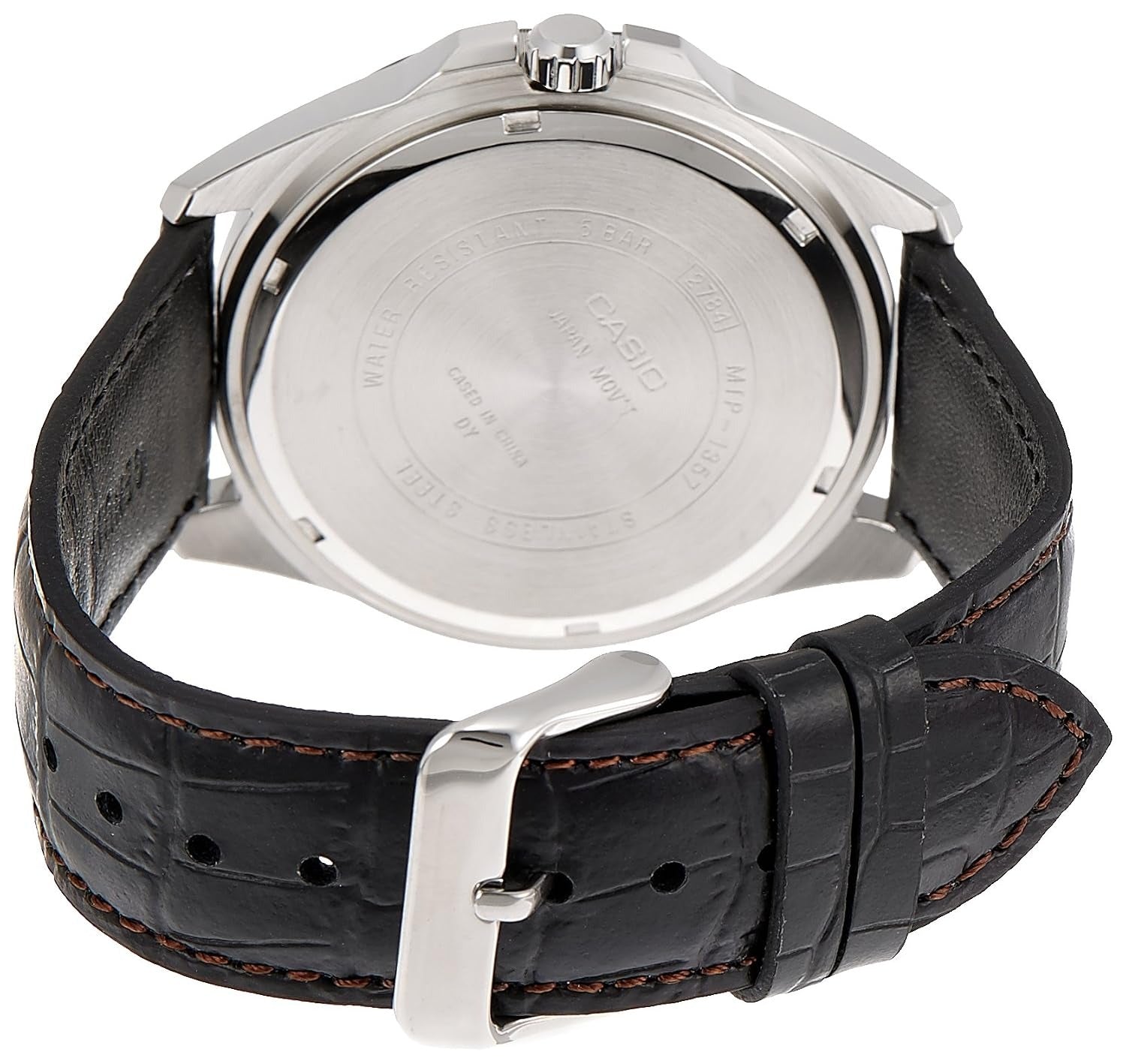 Casio Enticer Analog Black Dial Stainless Steel Leather Men's Watch MTP-1357L-1A1VDF (A728)