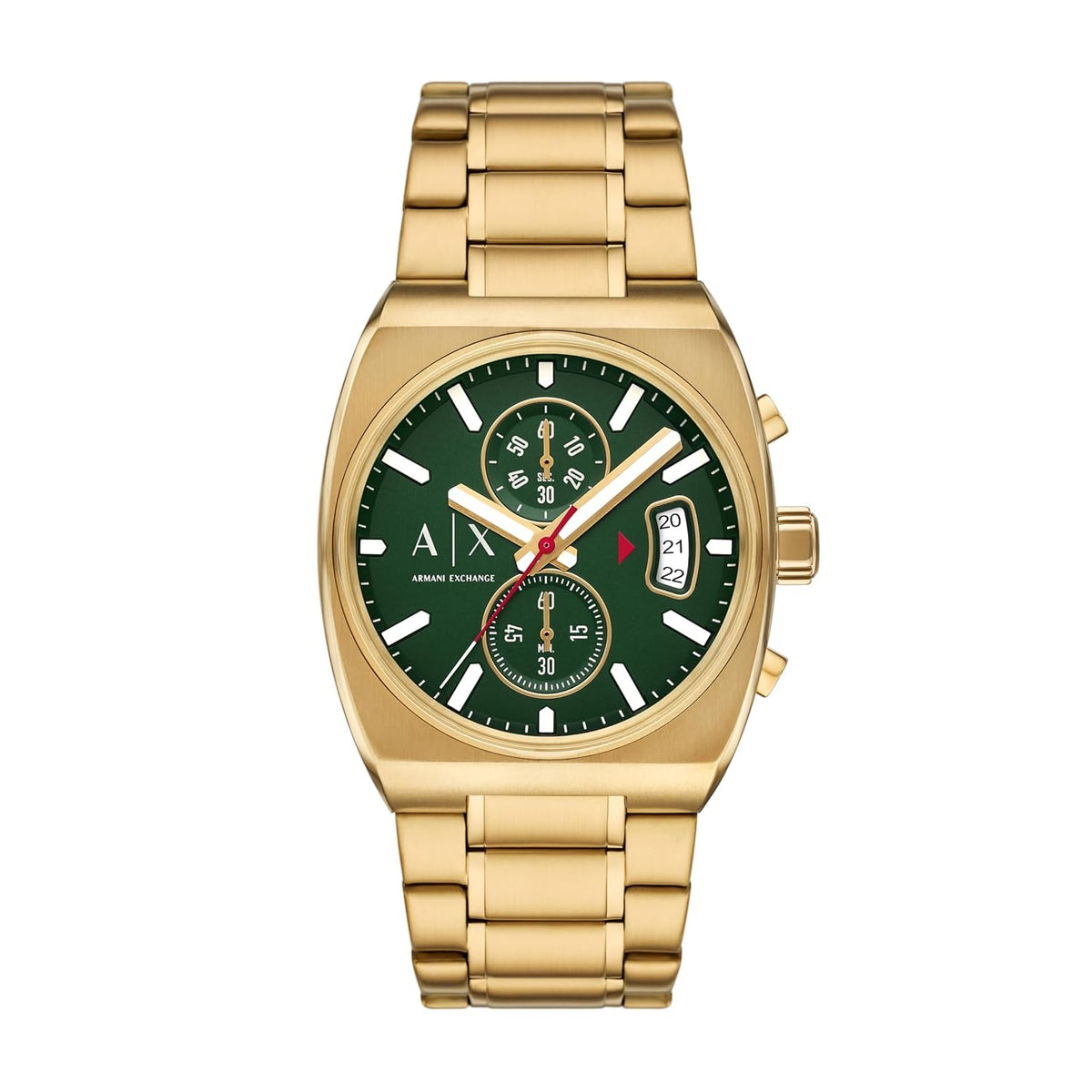 Armani Exchange Green Dial Gold Rectangular Men's Watch AX2822