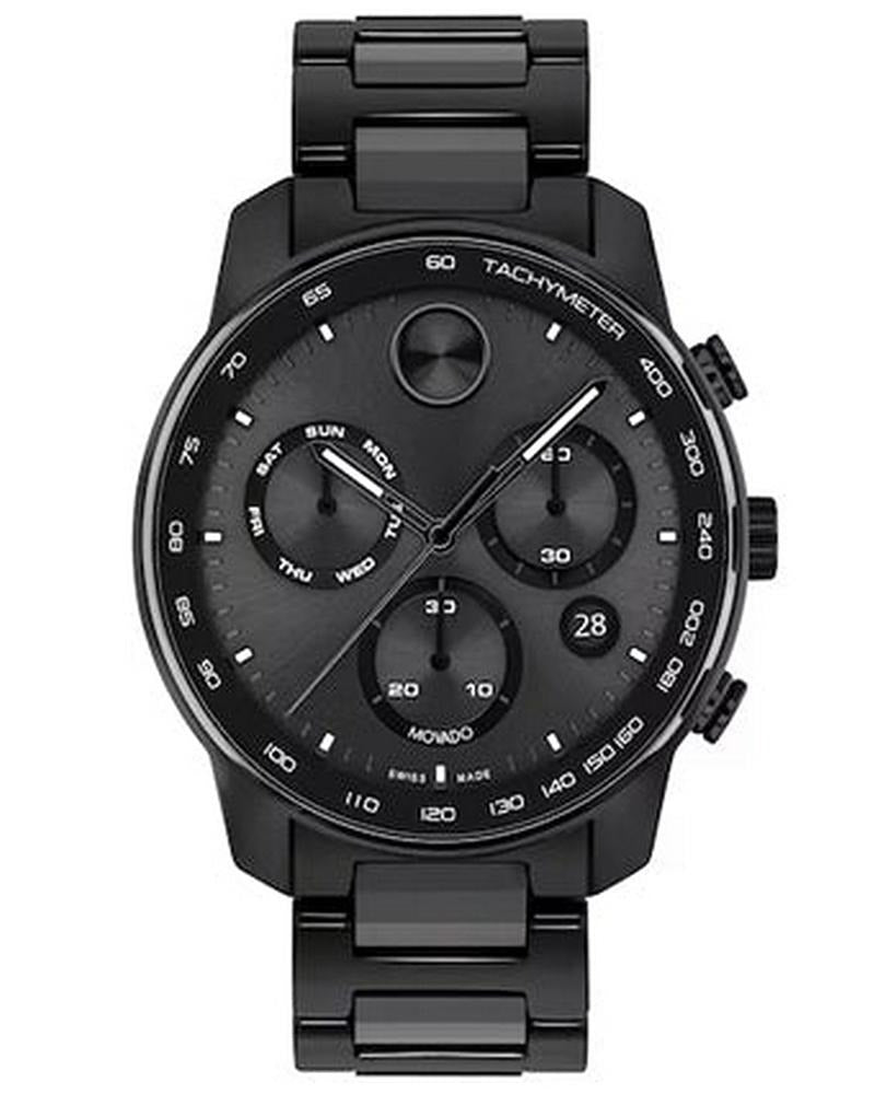 Movado Bold Men Quartz Black Dial Chronograph Ceramic Watch 3601103