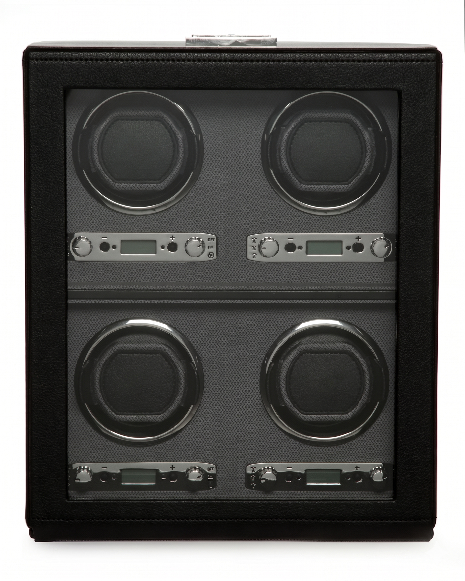 Luxury 4 Slot Watch Winder for Automatic Watches – Silent Japanese Motor with LED Display & Premium Leather Finish – Black