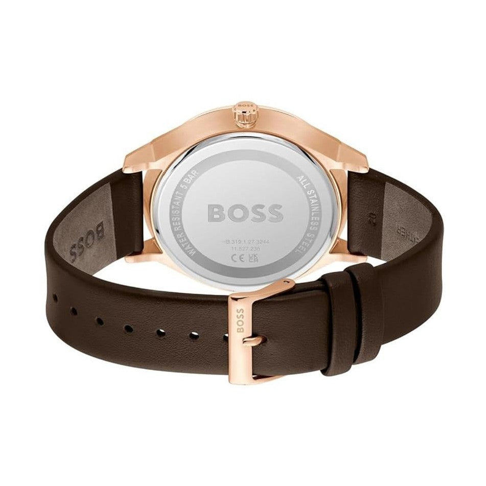 Boss Tyler Men's Quartz Blue Dial Chronograph Brown Leather Watch 1514103