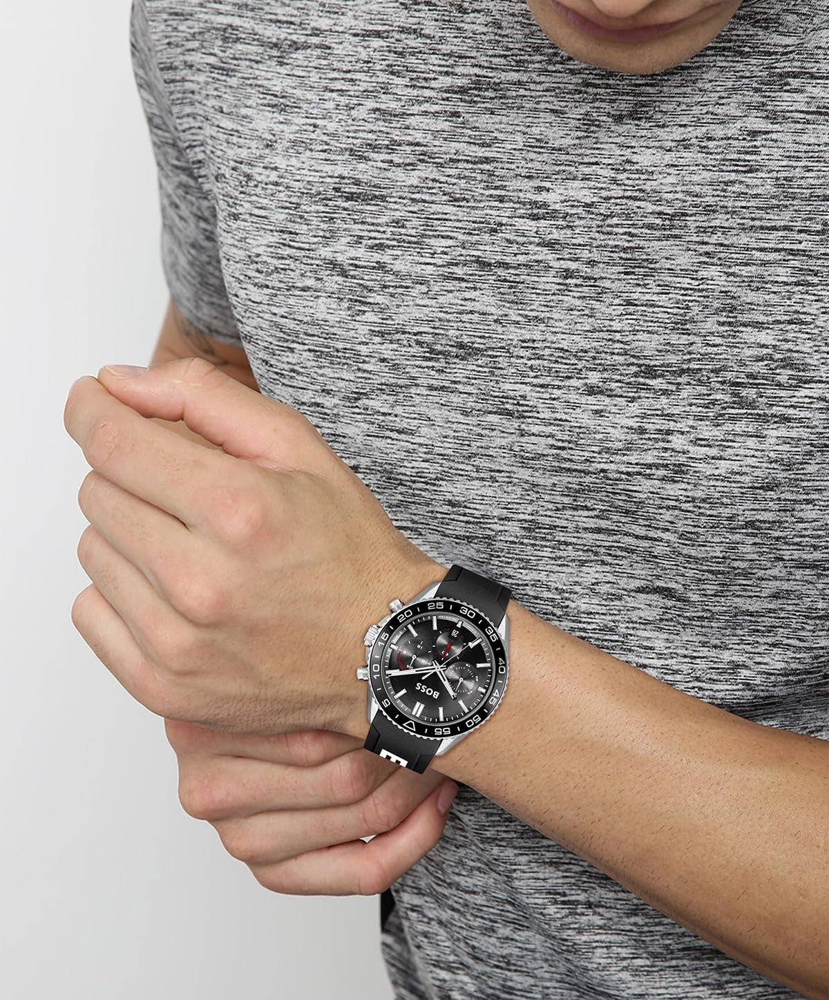 Boss Runner Men's Quartz Black Dial Chronograph Silicone Watch 1514141